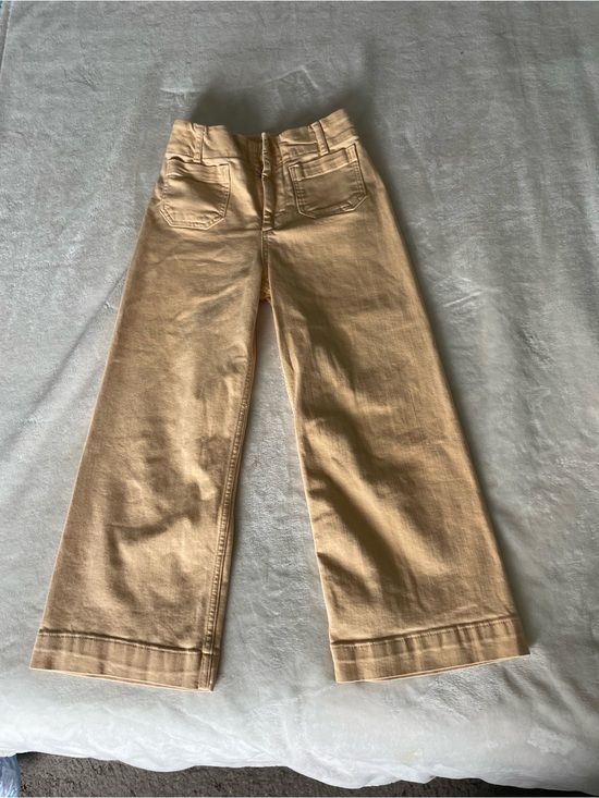 Pilcro Pants - Anthropologie Pilcro Wide-Leg Cotton Tan Peach Crop Denim Pants
